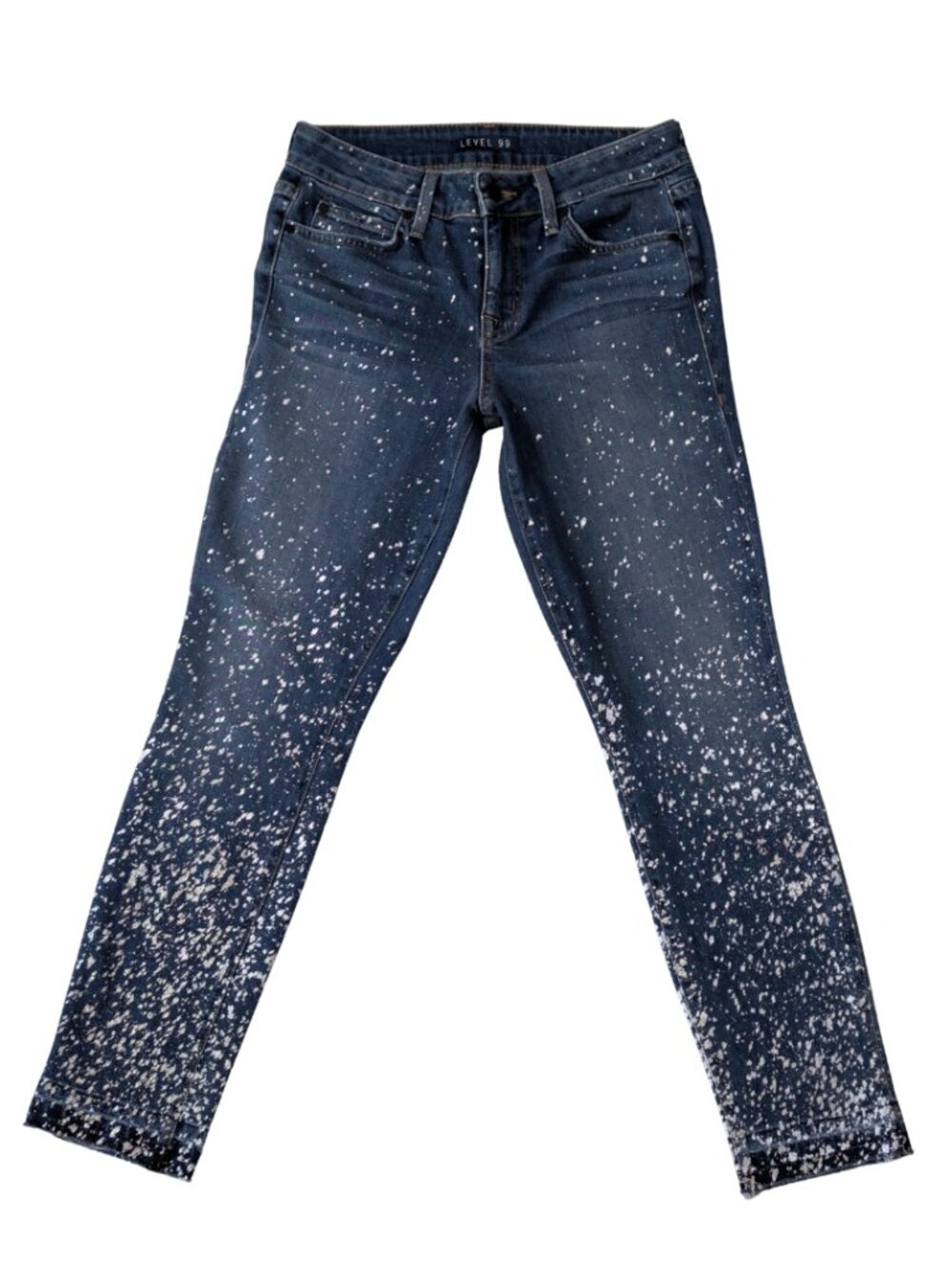 NWT Evereve Level 99 Metallic Paint Splatter Skinny Jeans Size 25